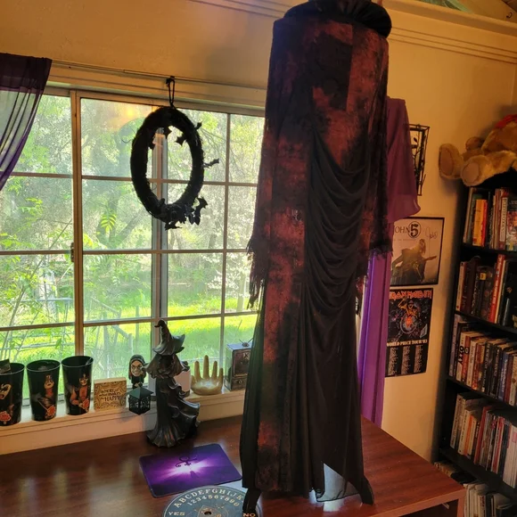 Gothic Burgundy and Black Dress - Picture 9 of 11